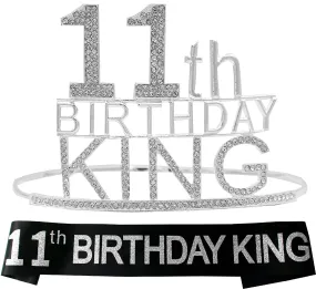 11th Birthday King Crown,11th Birthday Gifts for Boy,11th Birthday King Sash,11th Birthday