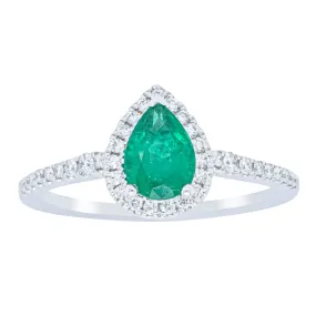 18ct White Gold .64ct Emerald & Diamond Mini Sierra Ring