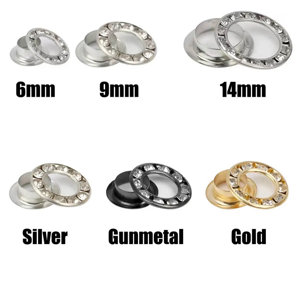 50 Sets Rhinestone Brass Grommets