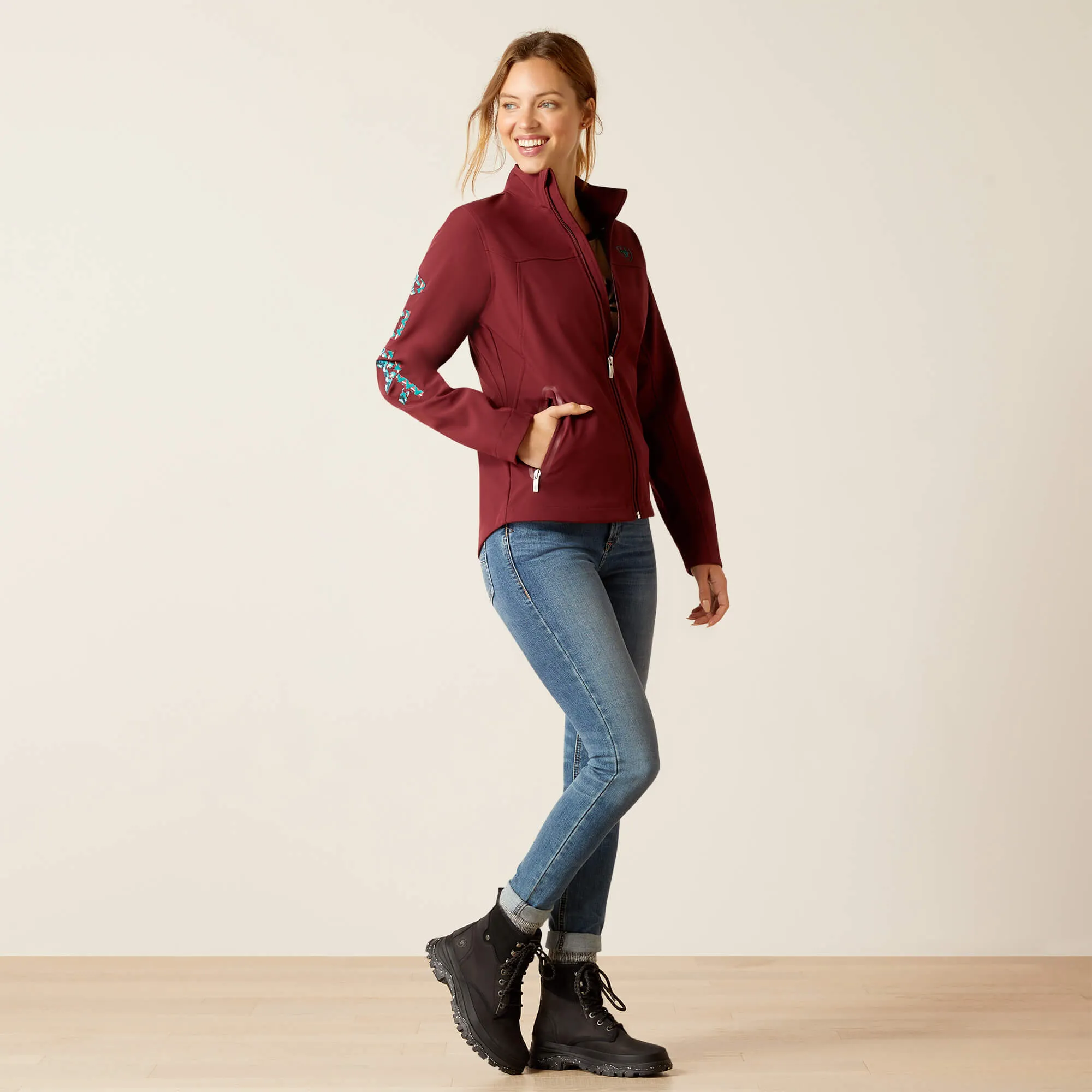 Ariat Women's Tawny Port and Baja New Team Softshell Jacket