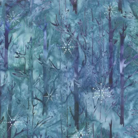 Artisan Batiks - Northwoods 7 Trees Winter Metallic Yardage