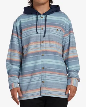 Baja Hooded Long Sleeve Flannel Shirt - Maya Blue