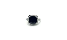 Beautiful Women’s Diamond & Large Dark Garnet Ring