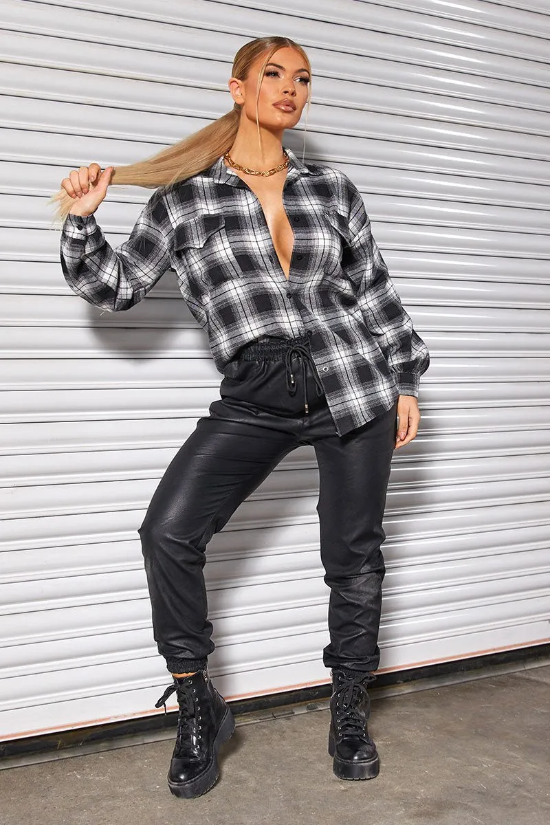 Black Oversized Check Shirt - Frona