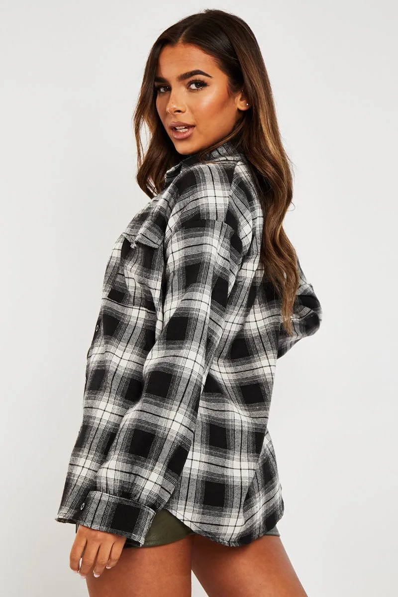 Black Oversized Check Shirt - Frona