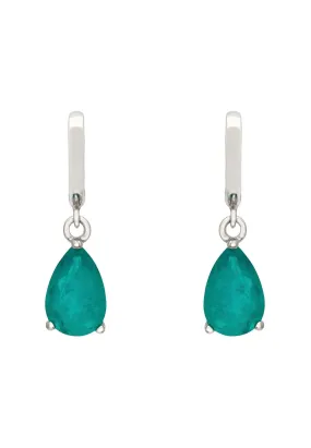 Catherine Teardrop Paraiba Tourmaline Huggie Hoop Earrings Silver