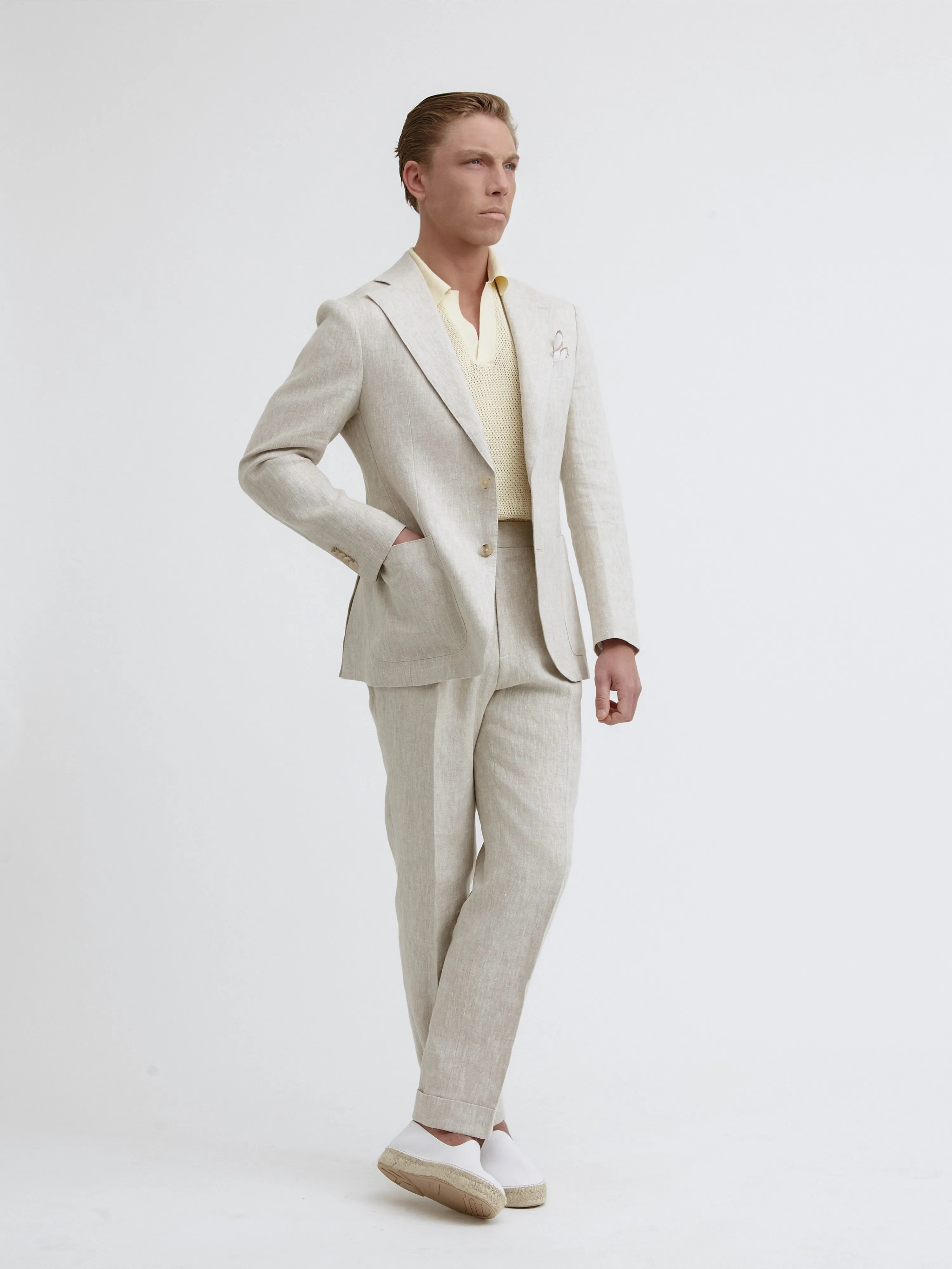 Cream Beige Linen Suit (SB)