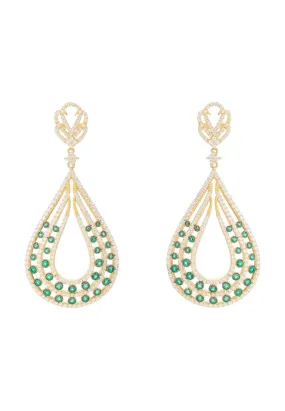 Daphne Teardrop Earrings Gold Emerald