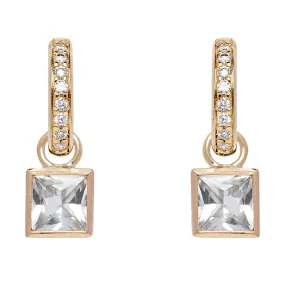 Diamond Hoops and Square Detachable Droplets - White Sapphire