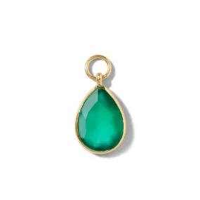 Droplet Charm, Green Onyx, Gold