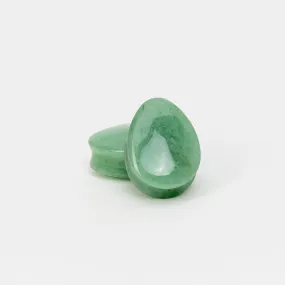 Green Aventurine Stone Teardrop Plugs