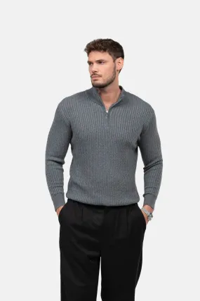 Half Zip Knit Grey