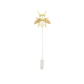 Jeweled Cornu Stick Pin - Pearl & Tourmaline