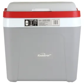 Koolatron Ice Chest Cooler w/ Locking Carry Handle, 25L (26 qt), 32 Can Capacity Portable Picnic Cooler, Gray and Red, For Snacks, Lunch, Day Trips, Camping, Boating, Travel, Made in North America