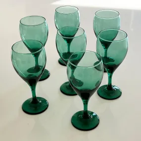 Libbey Juniper Green Teardrop Water Goblets - Set of 7