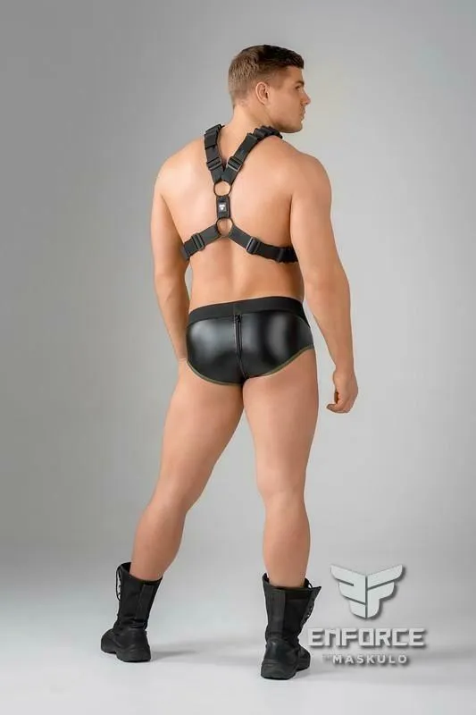 MASKULO Brief Enforce Slip Zippered Undergear Rubber look Black BR132 10