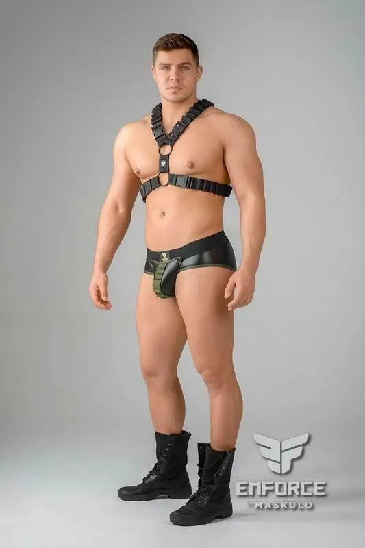 MASKULO Brief Enforce Slip Zippered Undergear Rubber look Black BR132 10