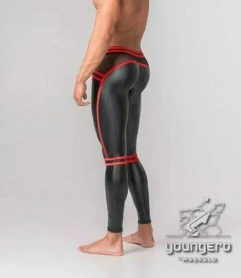 MASKULO Leggings Stretchable Leather-Look Legging & Back Zipped Red LG112-10 27