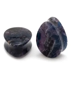 Rainbow Fluorite Stone Teardrop Plugs