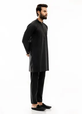 Schiffli Embroidered Black (Geometric pattern), 100% Cotton Short Kurta