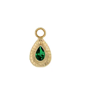 SMALL TEARDROP CHARM - GREEN ONYX - GOLD