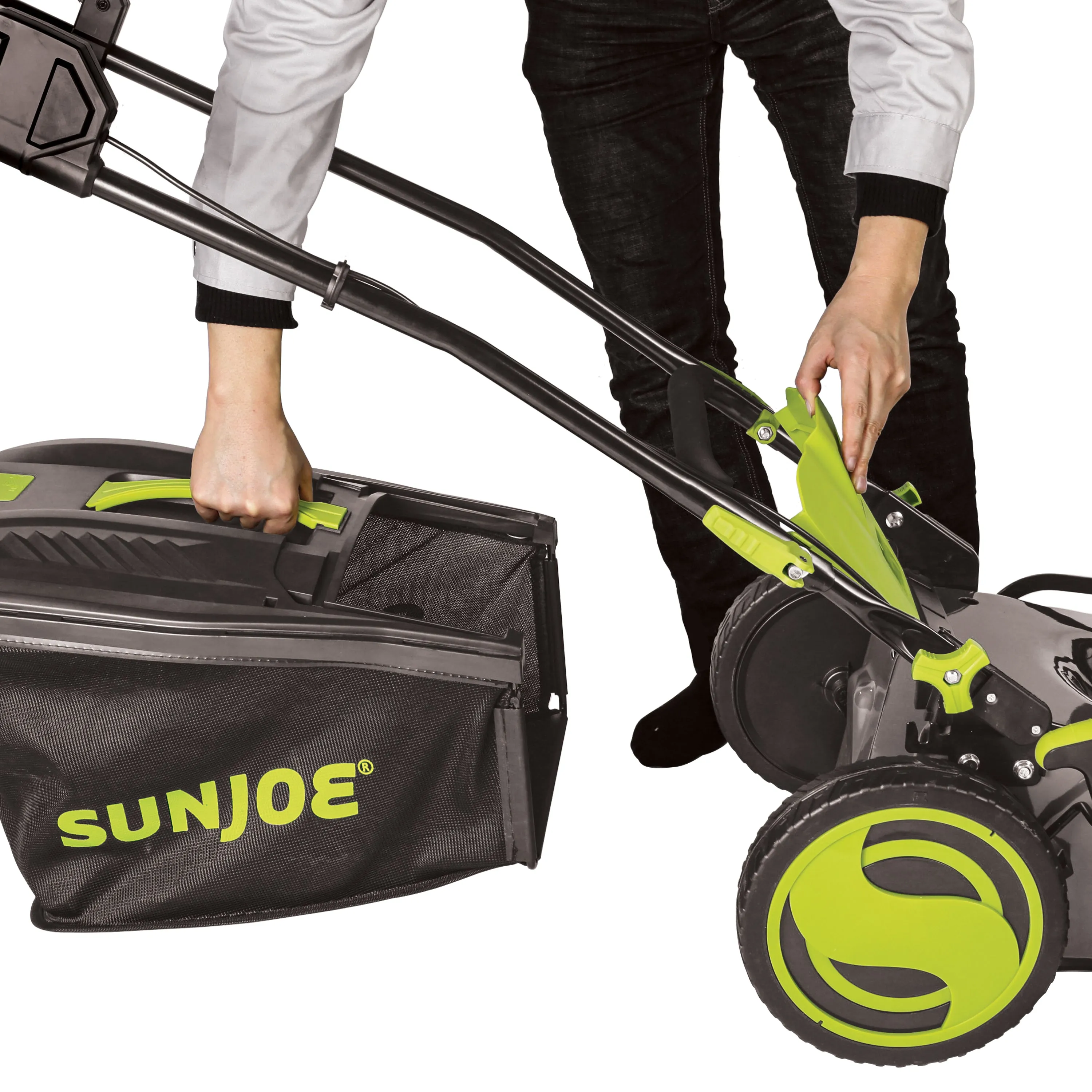 Sun Joe 24V-X2-21LM 48-Volt* IONMAX Cordless Lawn Mower Kit W/ Collection Bag | 20-inch | 7-Position | W/ 2 x 4.0-Ah Batteries   Dual Port Charger