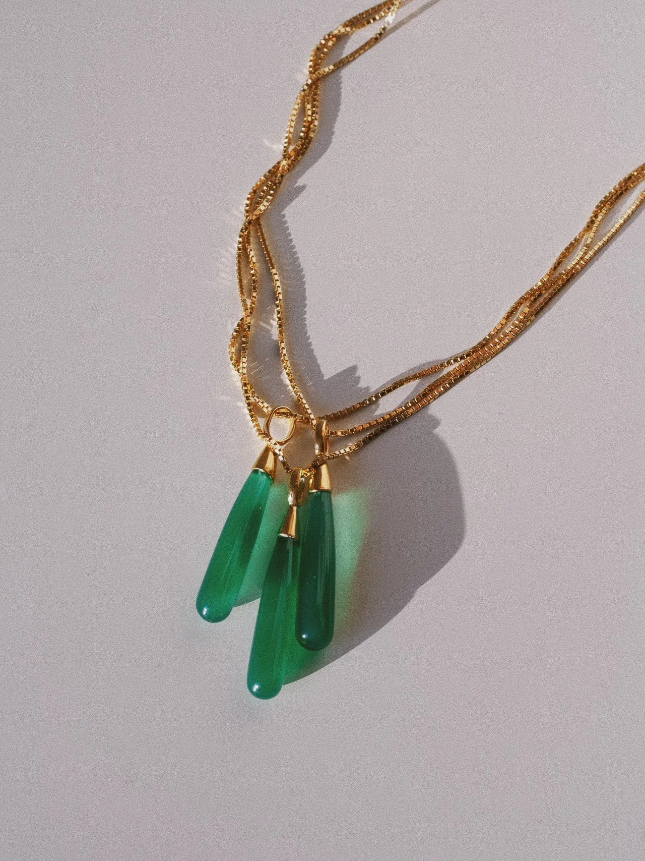 Teardrop Necklace in Green Onyx