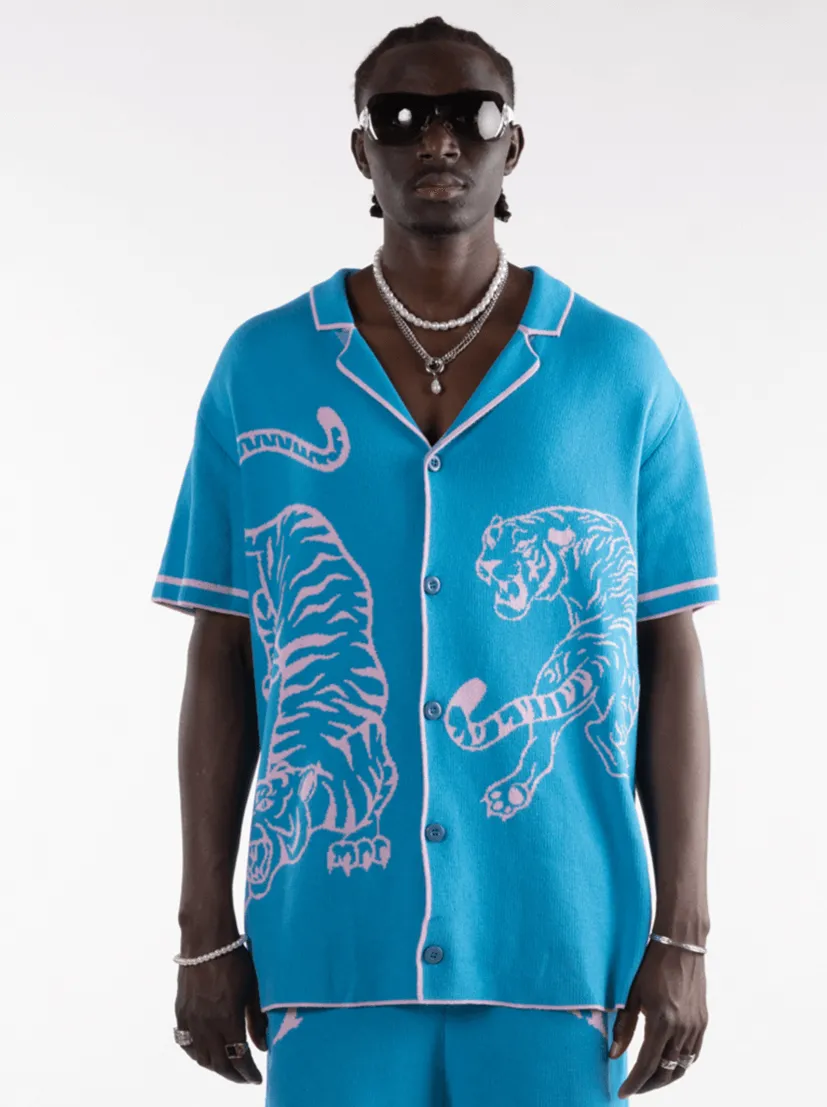 Tiger Knit Summer Shirt blue