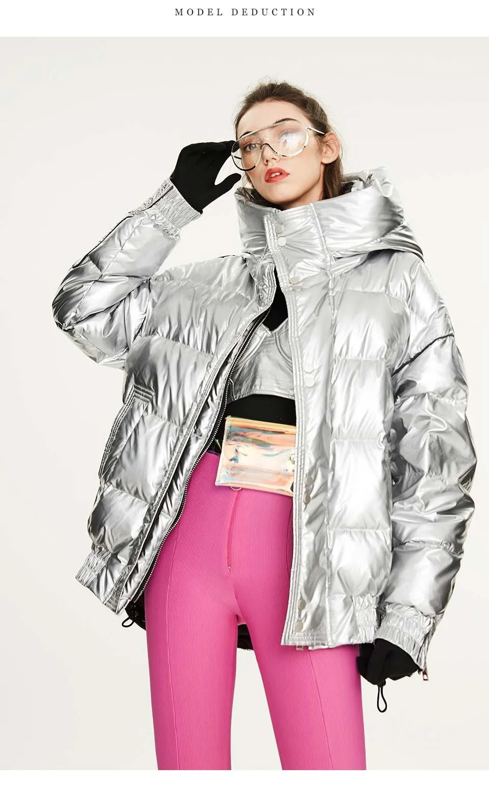 Winter New Laser Bright And Thickened Loose Down Jacket